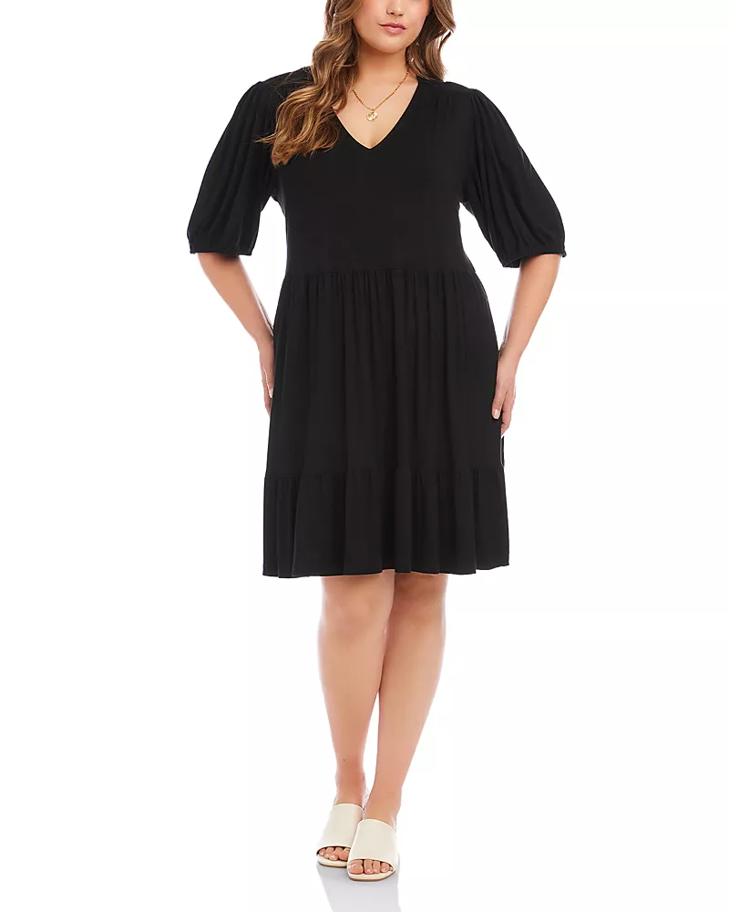 Karen Kane Plus Size Puff Sleeve Tiered Dress