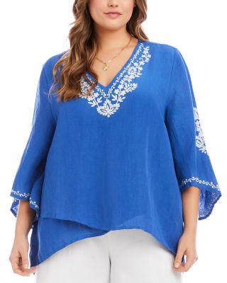 Plus Size Embroidered Asymmetrical Top