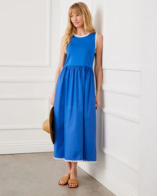 Sleeveless Edge Stitch Contrast Midi Dress