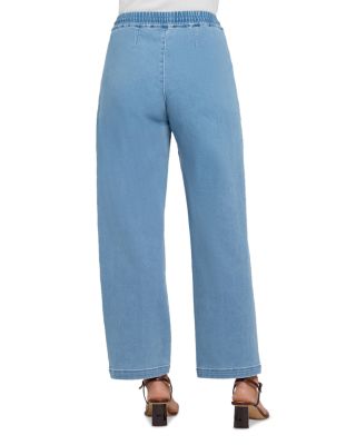 Relaxed Drawstring Pull On Denim Pants