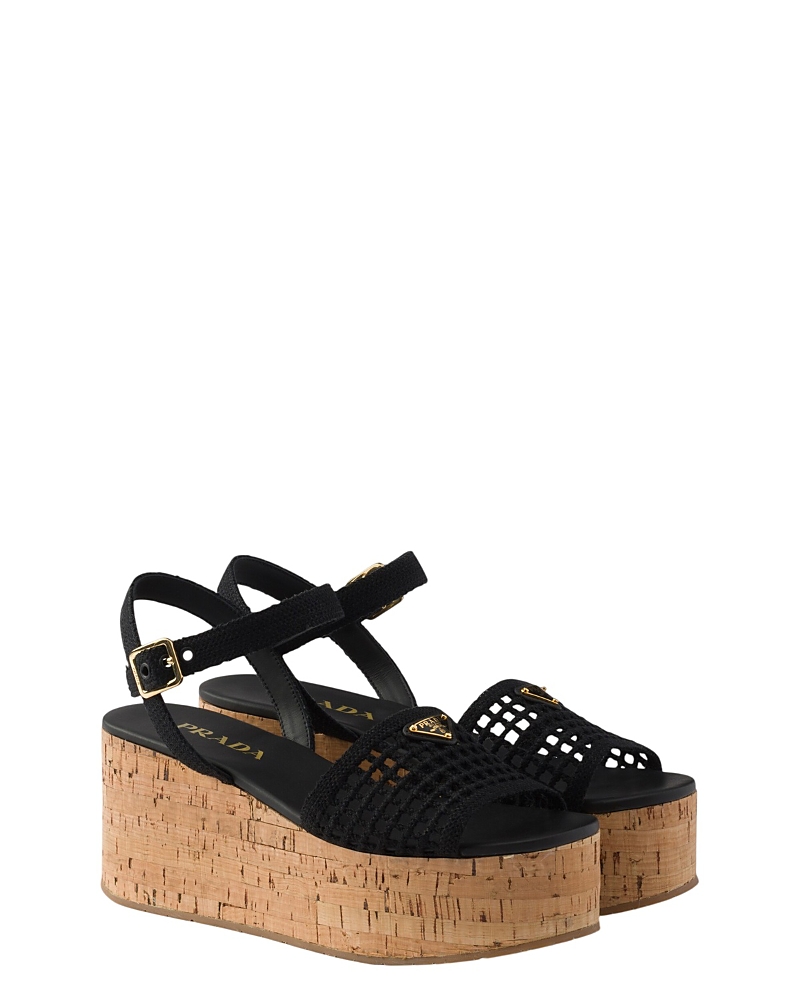 Prada Women's Crochet Wedge Platform Sandals