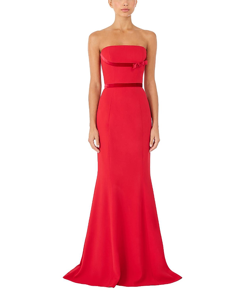 Jenny Packham Pamela Bow-Detail Strapless Maxi Dress