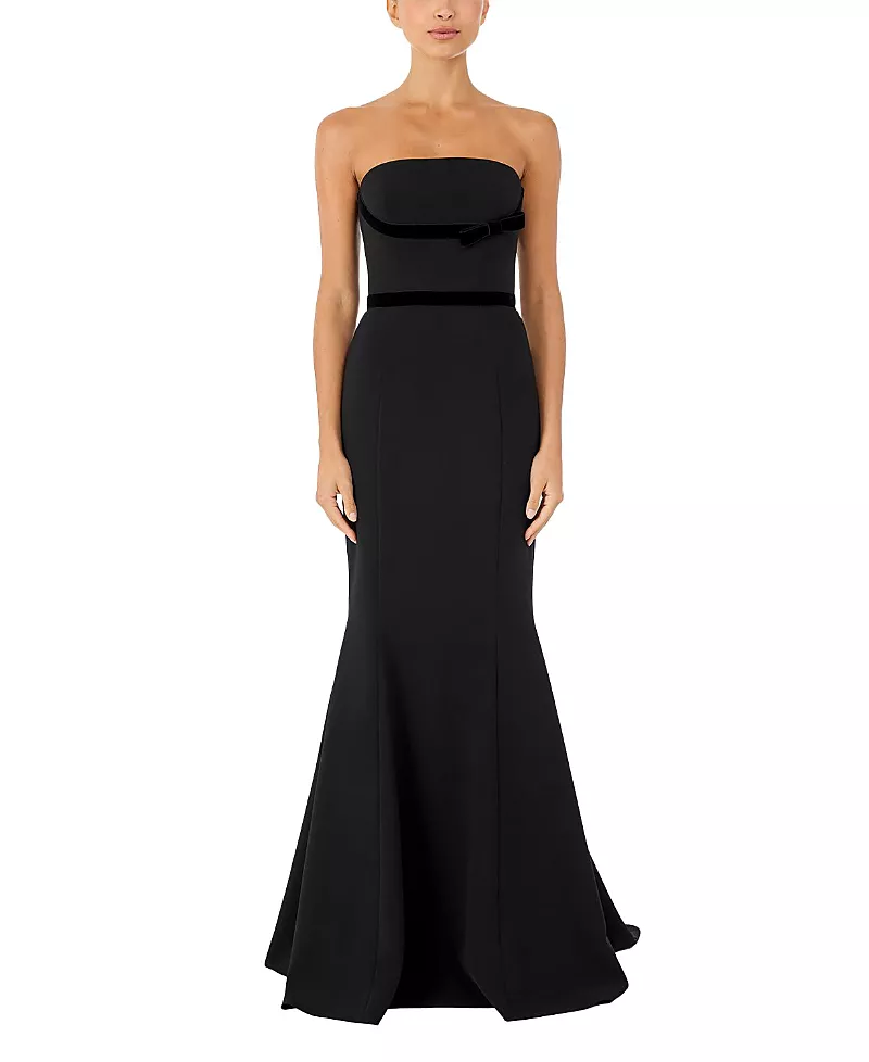 Jenny Packham Pamela Bow-Detail Strapless Maxi Dress