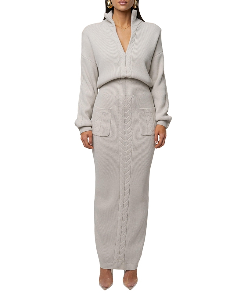 Jluxlabel Stone Cozy Intentions Ribbed Dress In Gray