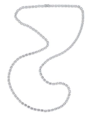 18K White Gold Mosaic Diamond Long Statement Necklace, 32"