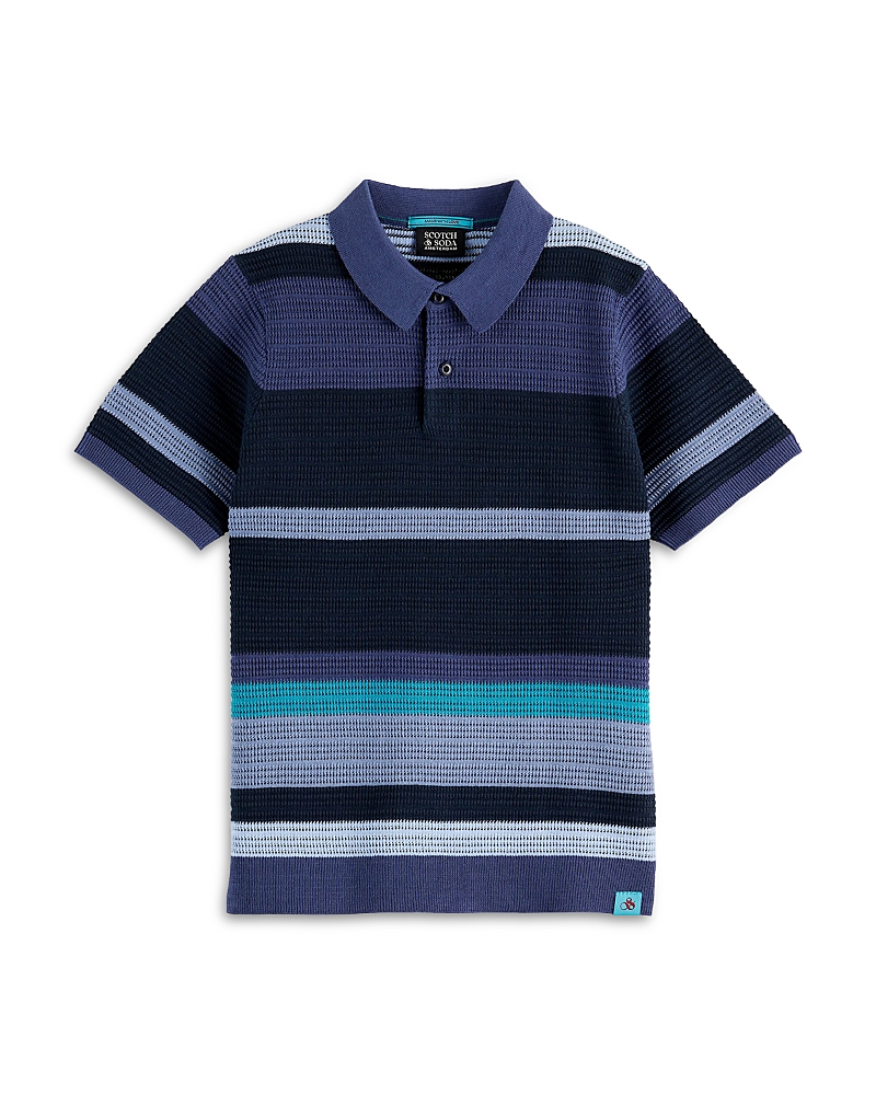 Scotch & Soda Boys' Structured Knitted Striped Polo - Big Kid
