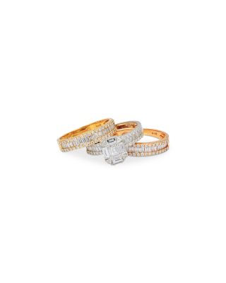 18K Gold Diamond Three Ring Set