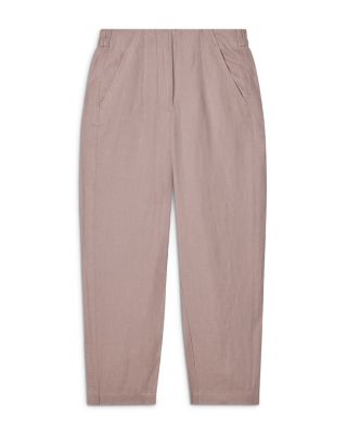 Petite Linen Barrel Leg Trousers