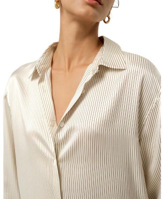  Silk Charmeuse Pinstripe Shirt