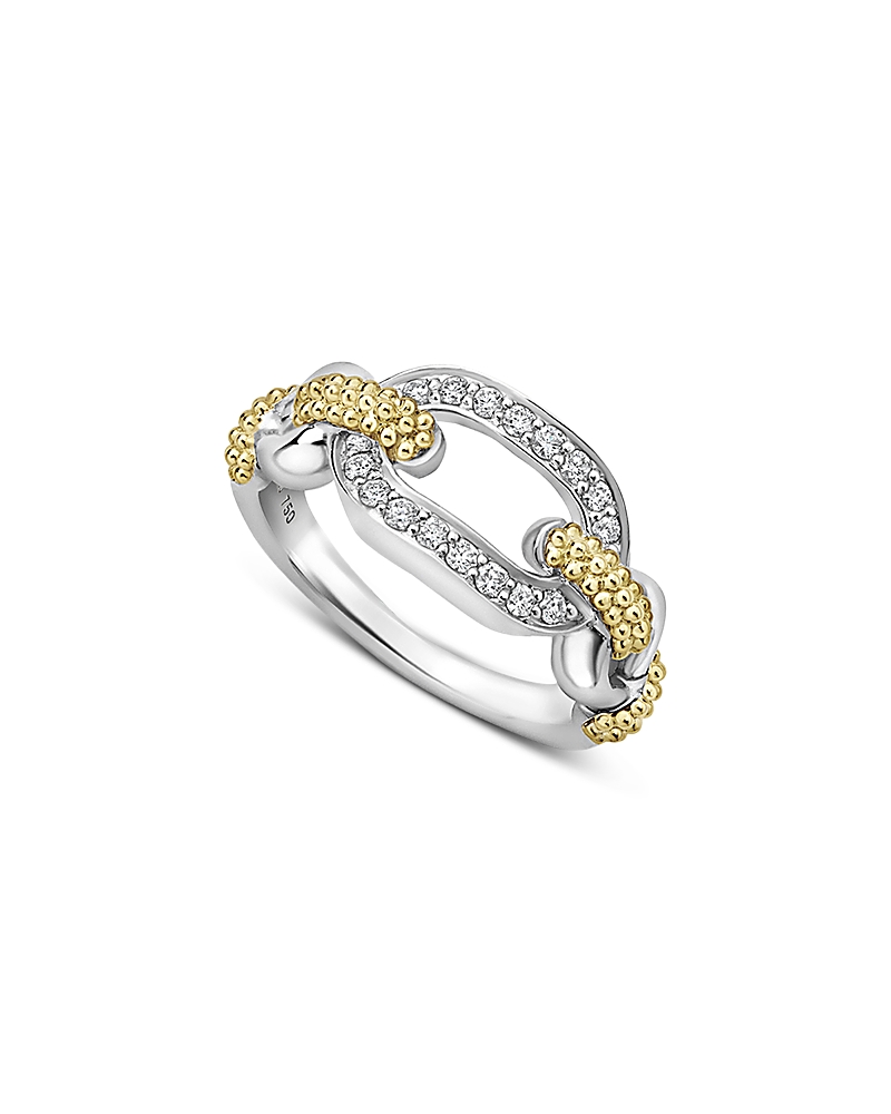 Lagos 18K Yellow Gold & Sterling Silver Caviar Lux Diamond Clip Ring