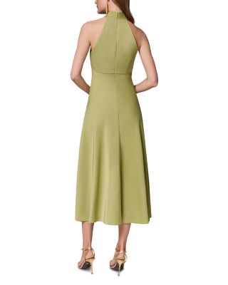 Sleeveless Satin Halter Neck Midi Dress
