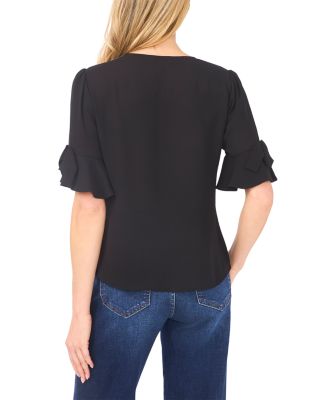 Flounce Elbow Bow Sleeve Top