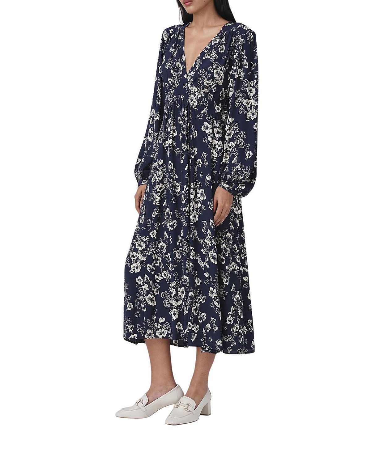 Ghost London Wren Floral V Neck Midi Dress