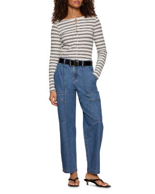 Ribbed Button Front Top