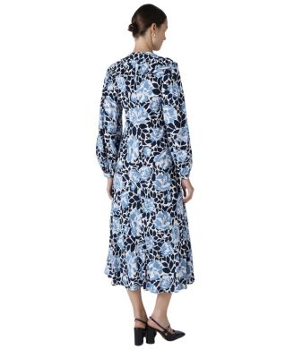 Noa Floral Crepe V Neck Midi Dress