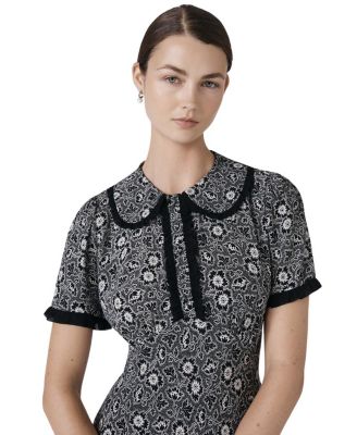 Taylor Floral Crepe Midi Tea Dress