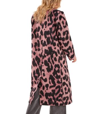 Leopard Wool Blend Tailored Coat