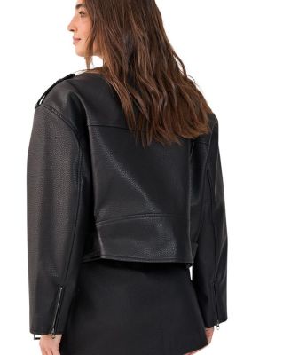 Belted Faux Leather Biker Jacket