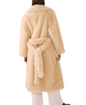 Belted Tipped Faux Fur Coat