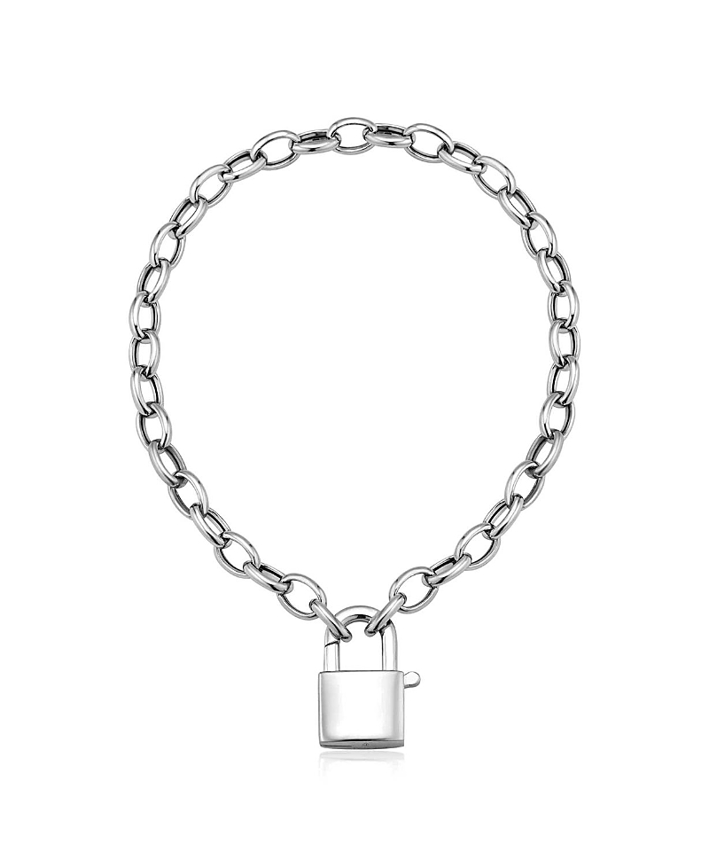 Oradina Sterling Silver Lock it Up Connector Clasp Bracelet