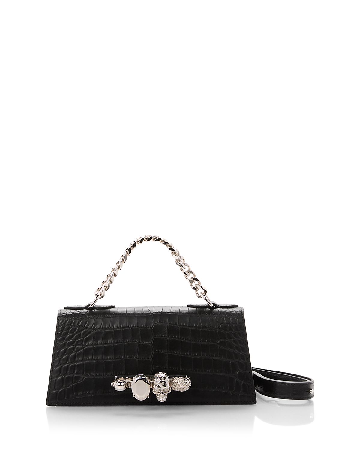 McQueen Small Croc Embossed Leather Handbag