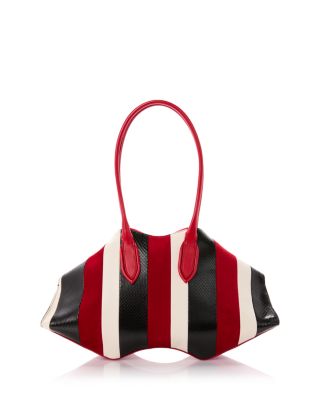Intarsia Stripe Leather Handbag