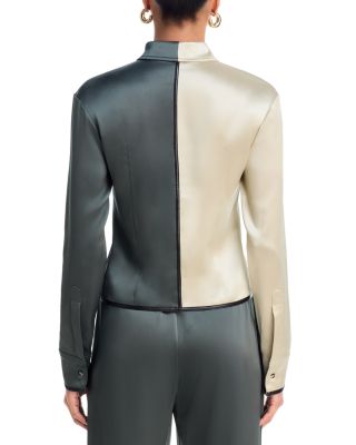 Abria Color Blocked Straight Hem Slim Fit Shirt