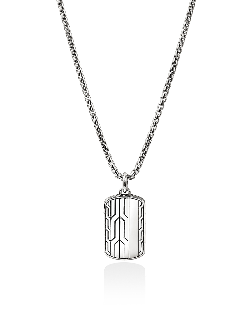 John Hardy Men's Sterling Silver Icon Onyx Tag Pendant Necklace, 24