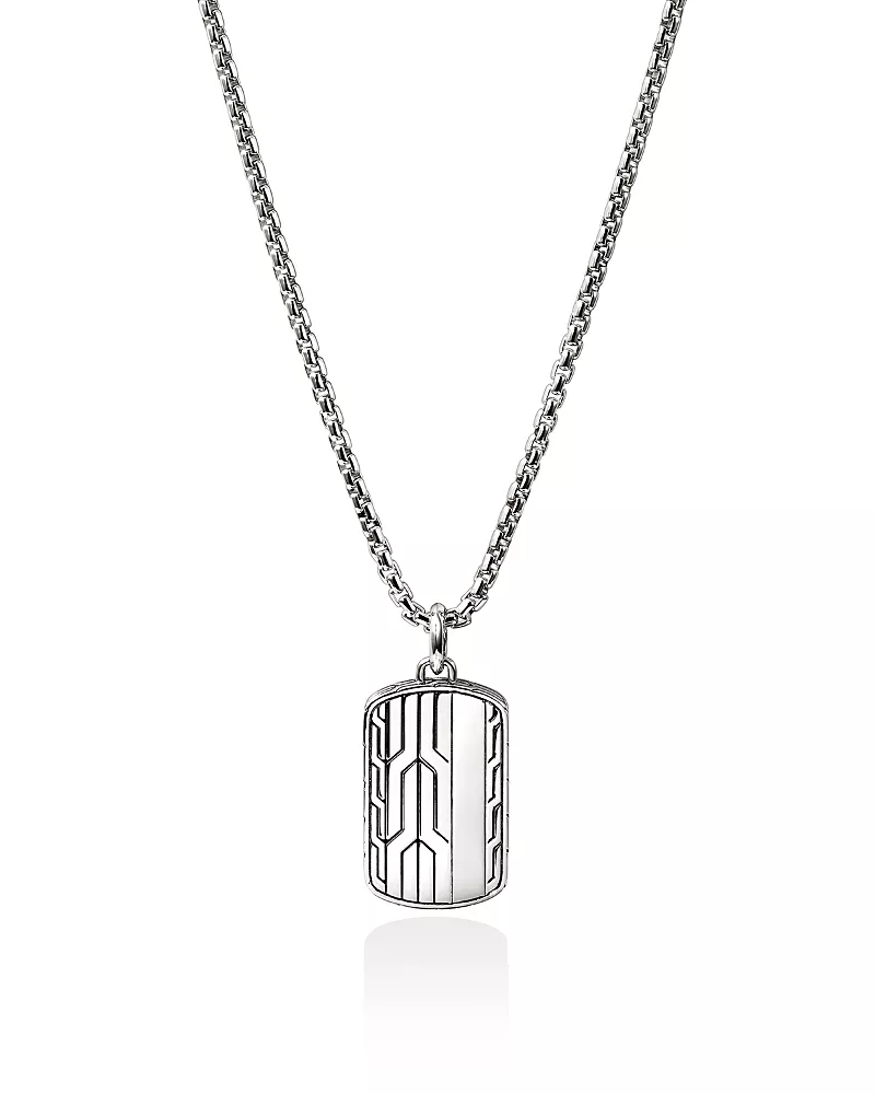 John Hardy Men's Sterling Silver Icon Onyx Tag Pendant Necklace, 24