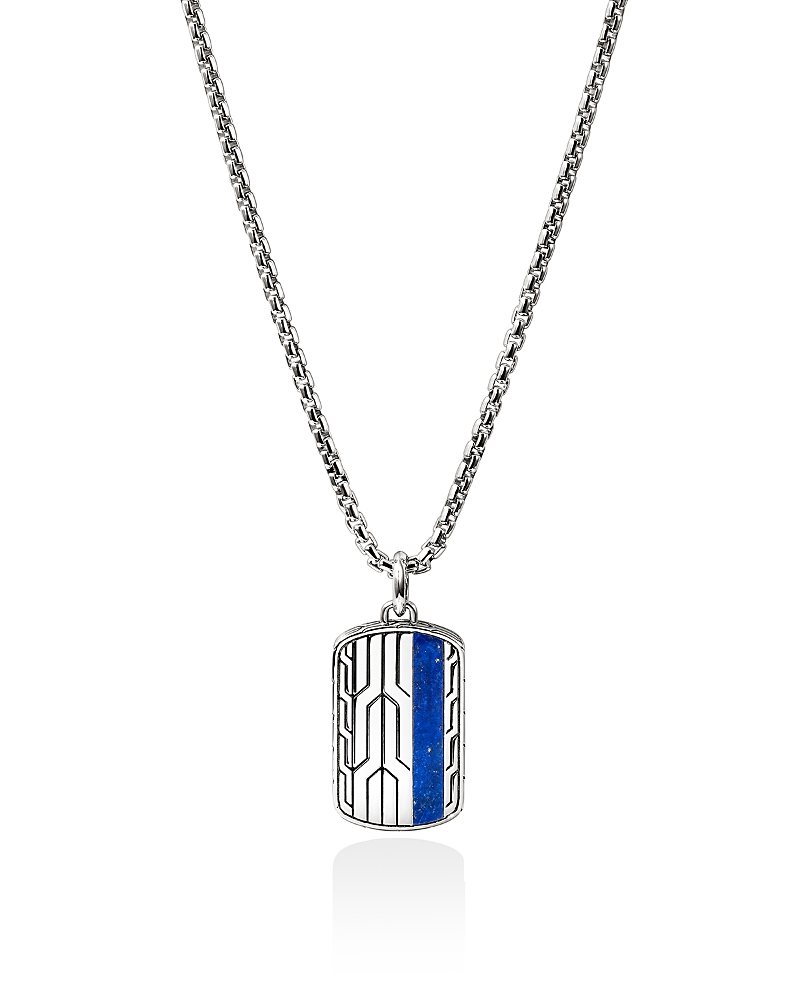 John Hardy Men's Sterling Silver Icon Onyx Tag Pendant Necklace, 24