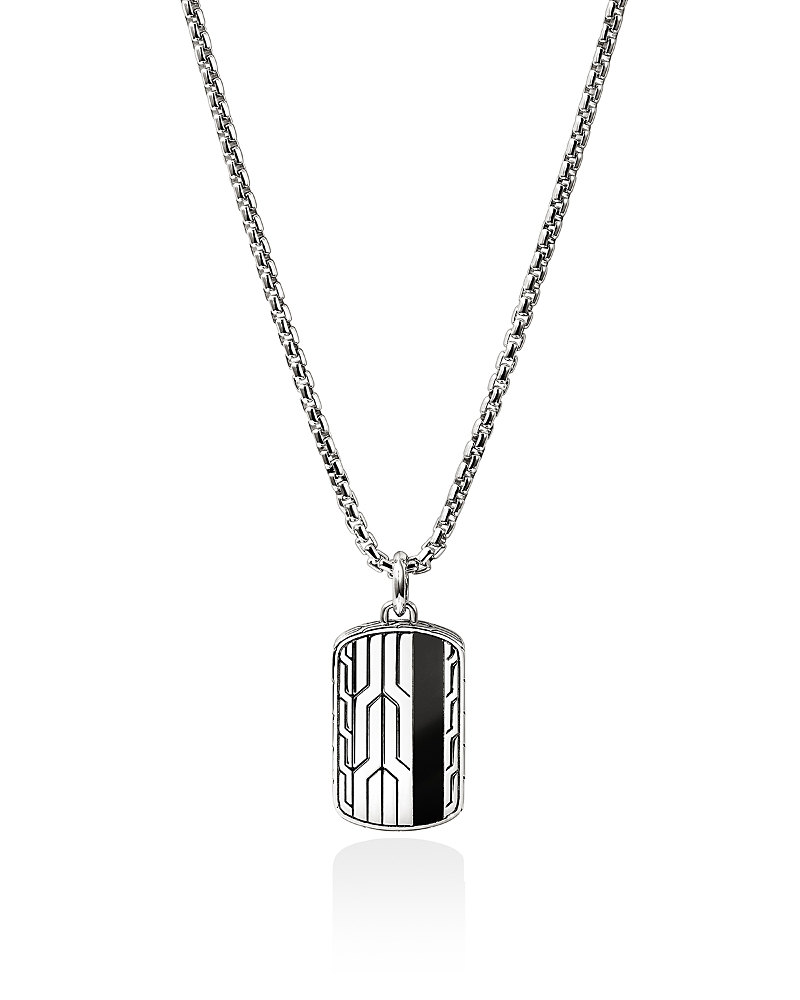 John Hardy Men's Sterling Silver Icon Onyx Tag Pendant Necklace, 24