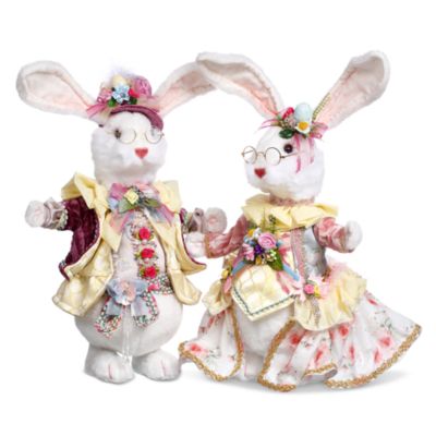 Fluffy Chubby Rabbit Figure, Set of 2