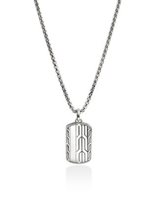 Men's Sterling Silver Icon Etched Tag Pendant Necklace, 22"