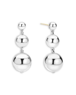 Sterling Silver Caviar Bubbly Triple Bead Drop Earrings