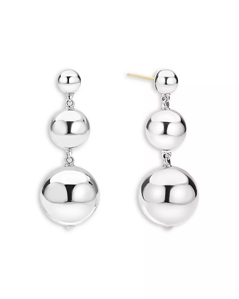 Lagos Sterling Silver Caviar Bubbly Triple Bead Drop Earrings