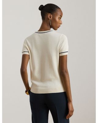 Two Tone Short Sleeve Sweater