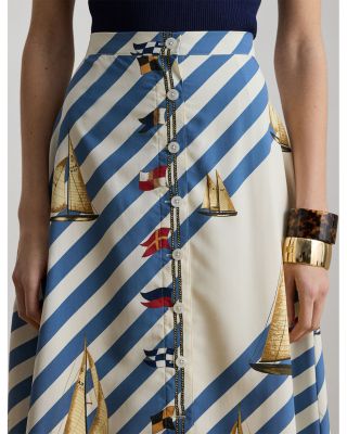 Button Front Crepe Skirt