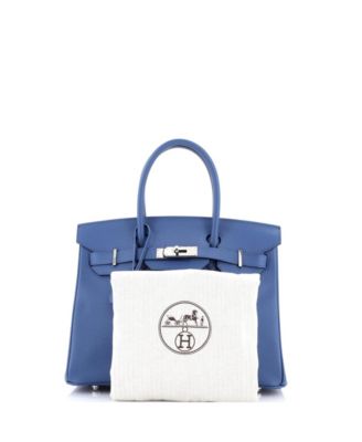 Birkin 30 Handbag Blue Epsom with Palladium Hardware