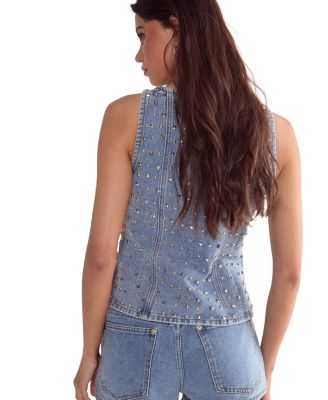  Studded Denim Shorts