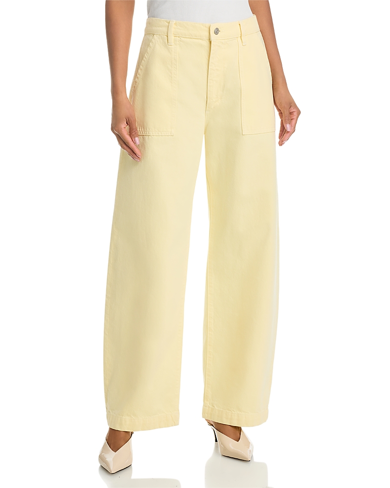 Frame The Bow Cargo High Rise Barrel Jeans in Lemon