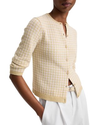 Gingham Three Quarter Sleeve Cardigan