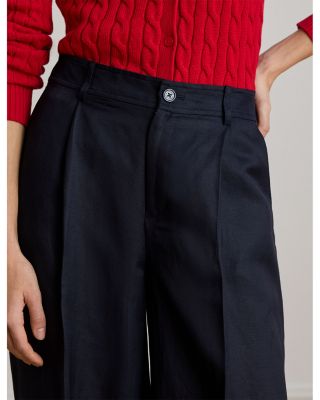 Linen Blend Twill Wide Leg Pants