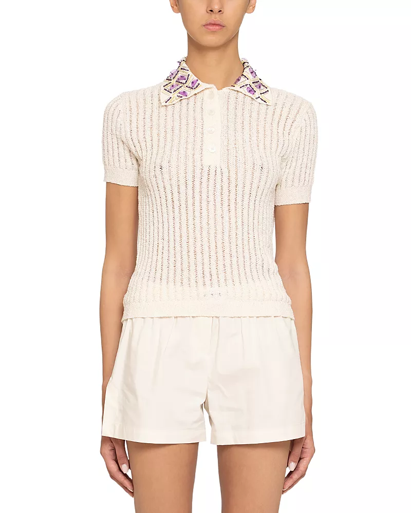 DES_PHEMMES Short Sleeve Polo Sweater