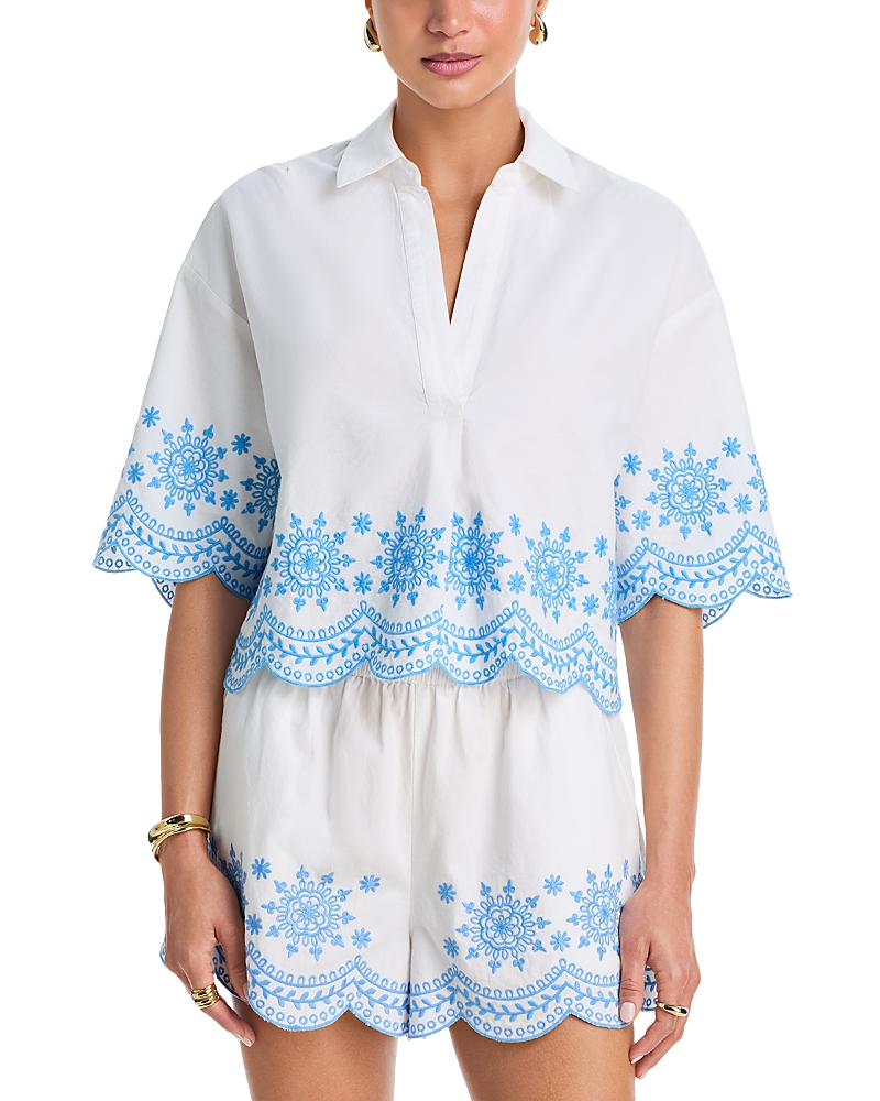 French Connection Alissa Cotton Embroidered Top