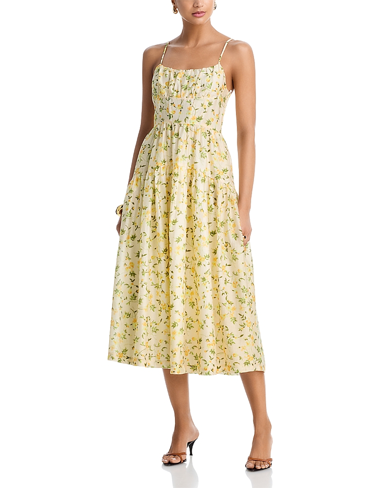 Aqua Floral Midi Dress - Exclusive