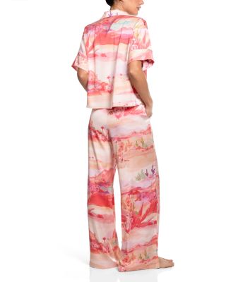 Stretch Satin Palazzo Pants Pajama Set