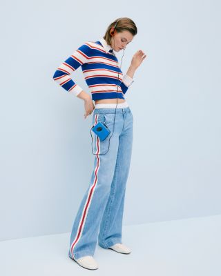 Mid Rise Straight Jeans in Rockstarblue/Off White/Pink