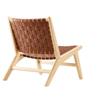 Saoirse Leather Wood Accent Lounge Chair