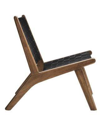 Saoirse Leather Wood Accent Lounge Chair