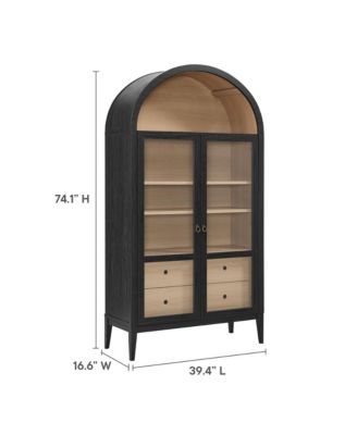 Nolan 74" Tall Wide Arched Storage Display Cabinet